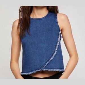 BCBGeneration frayed edge chambray top